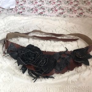 Handmade original leather flowered belt.